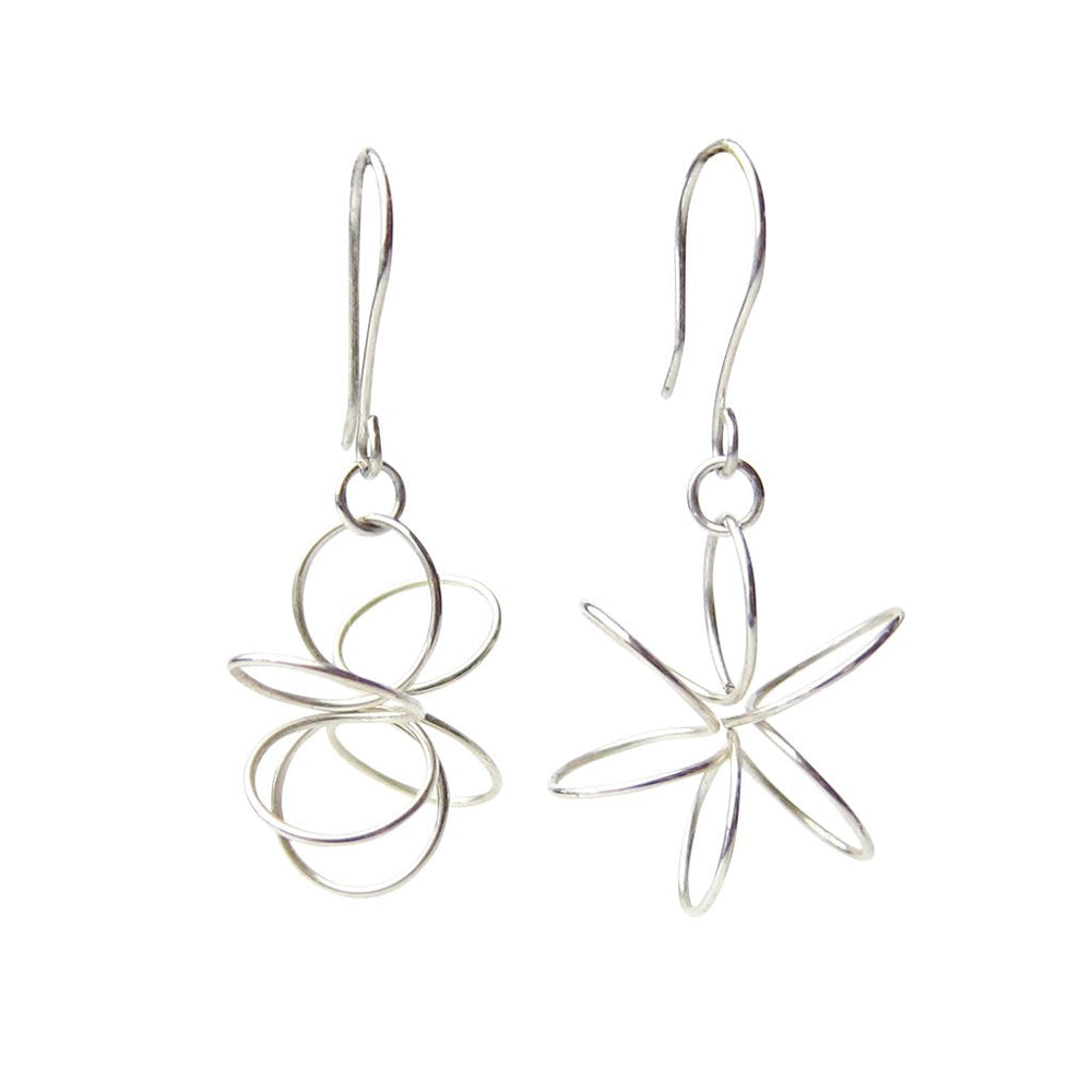 Earth Song Jewelry Modern Sterling Silver Artsy Snowflake Loop Earrings - Artisan Jewelry Handmade In Conifer, Colorado