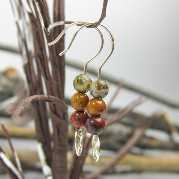 Earth Song Jewelry ~ Bohemian Sterling Silver Jasper Stones with Spiral Earrings - Artisan Jewelry Made Locally in Conifer, Colorado