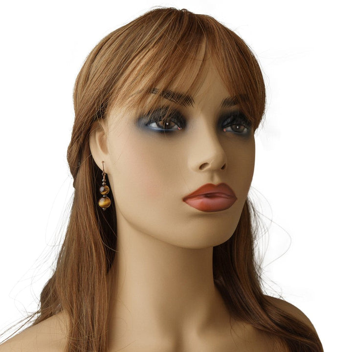 Earth Song Jewelry - Handmade Tigereye Earrings On a Mannequin for life like view