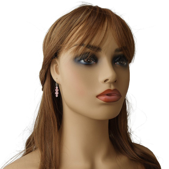 Earth Song Jewelry  - Handmade Floating Pink Cat's Eye On a Mannequin for life like view