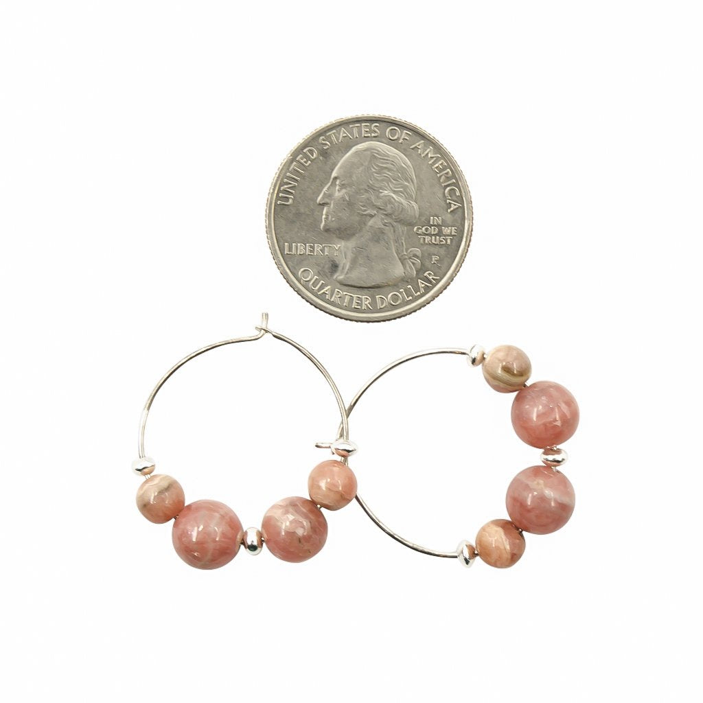 Earth Song Jewelry ~ Pink Rhodochrosite Hoops Handmade Artisan Earrings Sizing