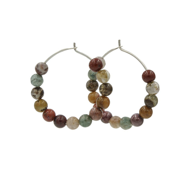 Earth Song Jewelry Jewelry - Ocean Jasper Silver Hoops Earrings