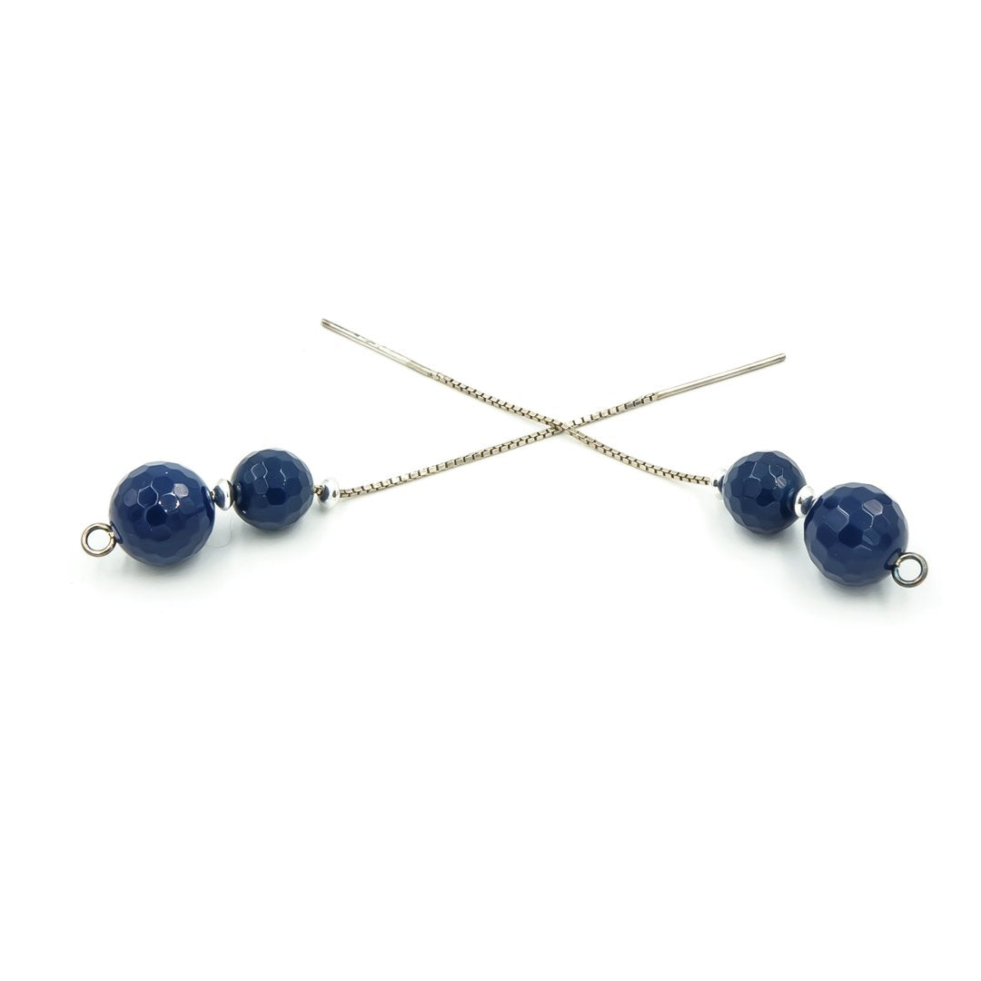 Blue Agate Sterling Silver Ear Threads - Earth Song Jewelry Jewelry Earrings