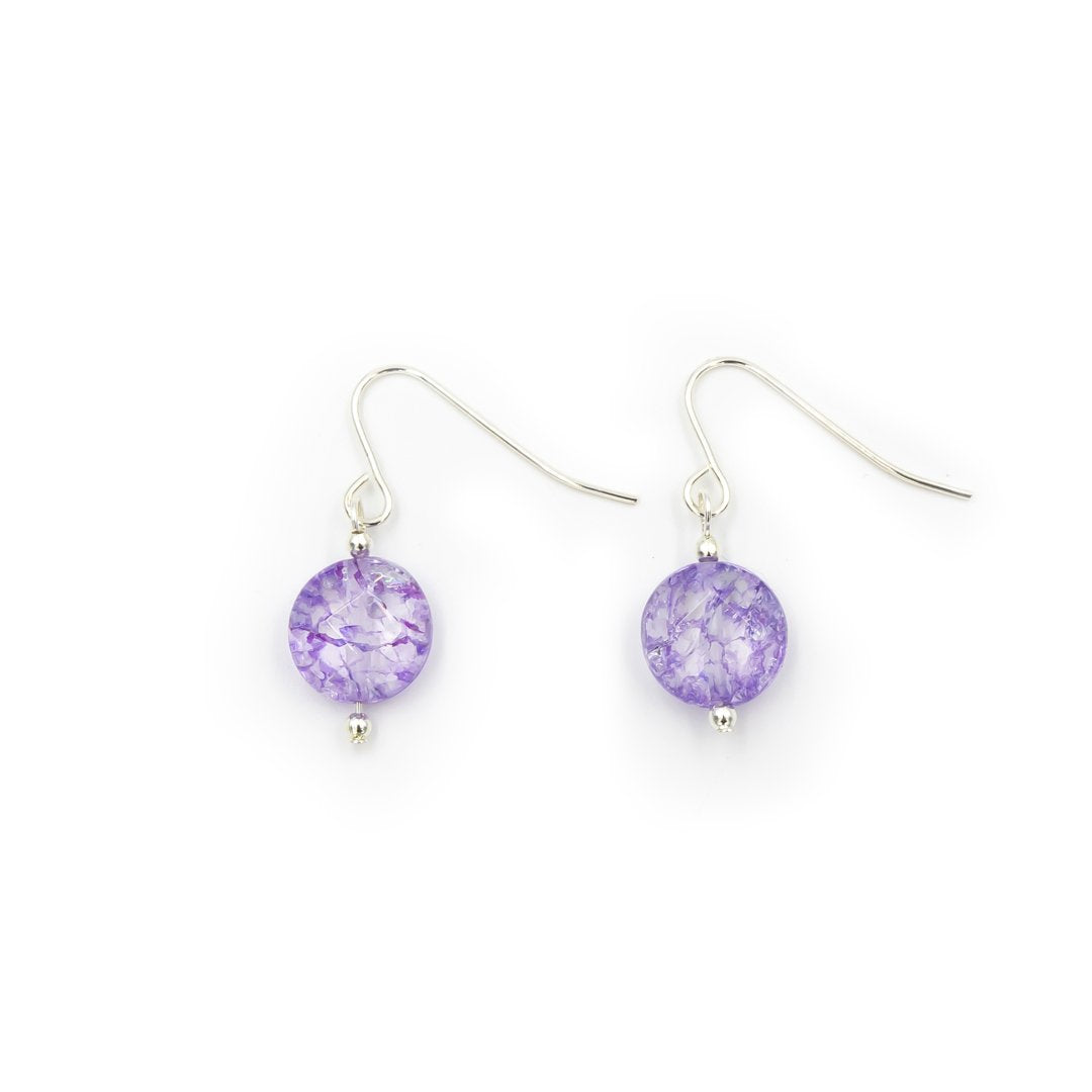 Earth Song Jewelry ~ Sparkling Purple Ice Flake Quartz Handmade Silver Earrings