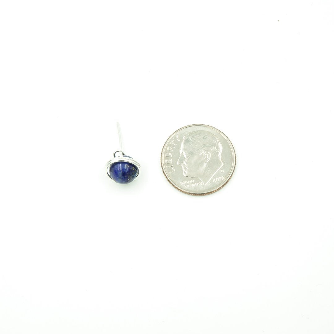 Earth Song Jewelry ~ Handmade Sterling Silver Lapis Lazuli Single Stud Post Perfect For Dad