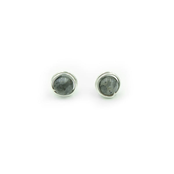 Earth Song Jewelry ~ Sterling Silver Black Moonstone Larvikite Post Earrings ~ Handmade