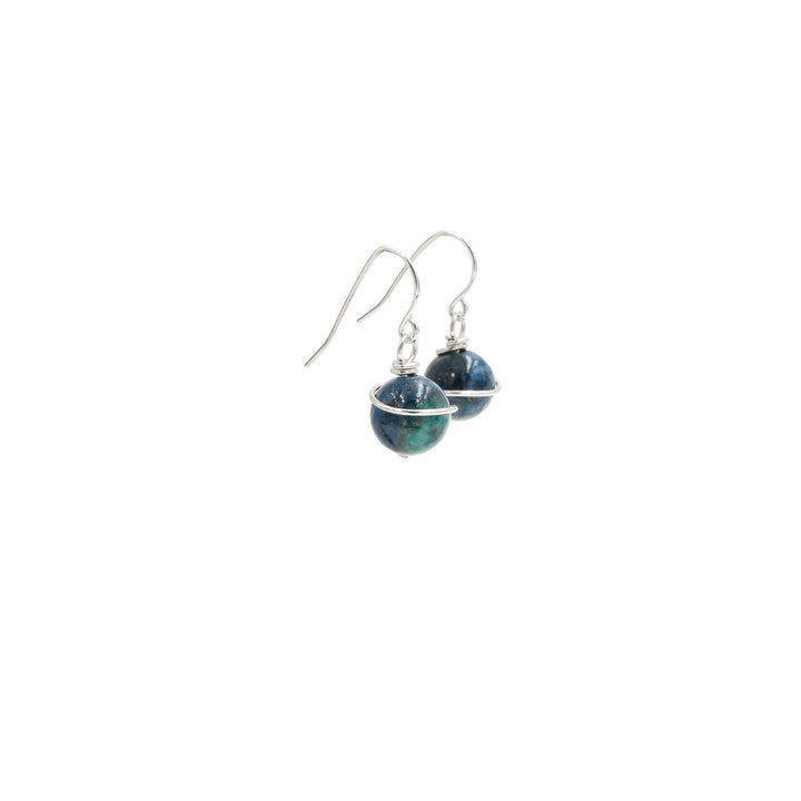 Earth Song Jewelry handmade Holding Earth Azurite sterling silver earrings