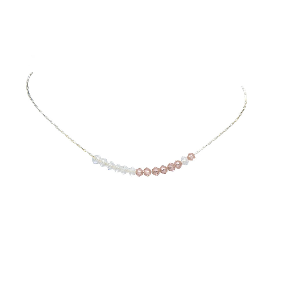 Handmade Custom MOTHER Morse Code Sterling Silver Necklace Personalized by Earth Song Jewelry shown in Swarovksi Vintage Rose crystal