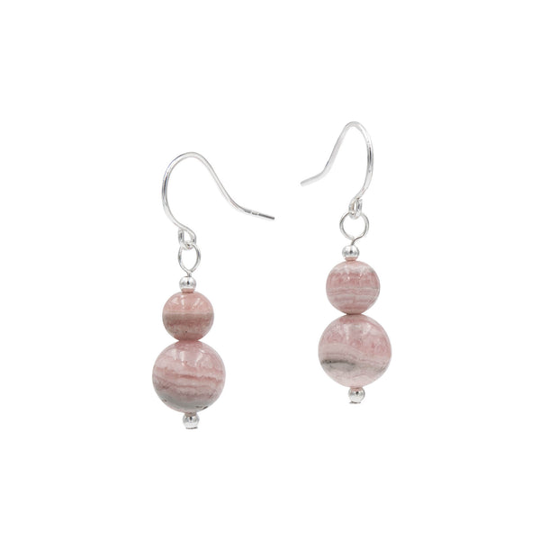Earth Song Jewelry Pink Rhodochrosite Sterling Silver Handmade Earrings