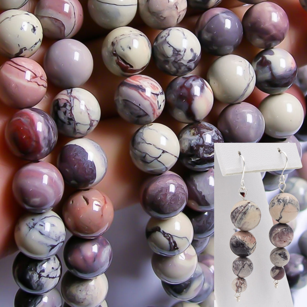 Earth Song Jewelry - Porcelain Jasper - The many beautiful colors of this gemstone! with my earrings