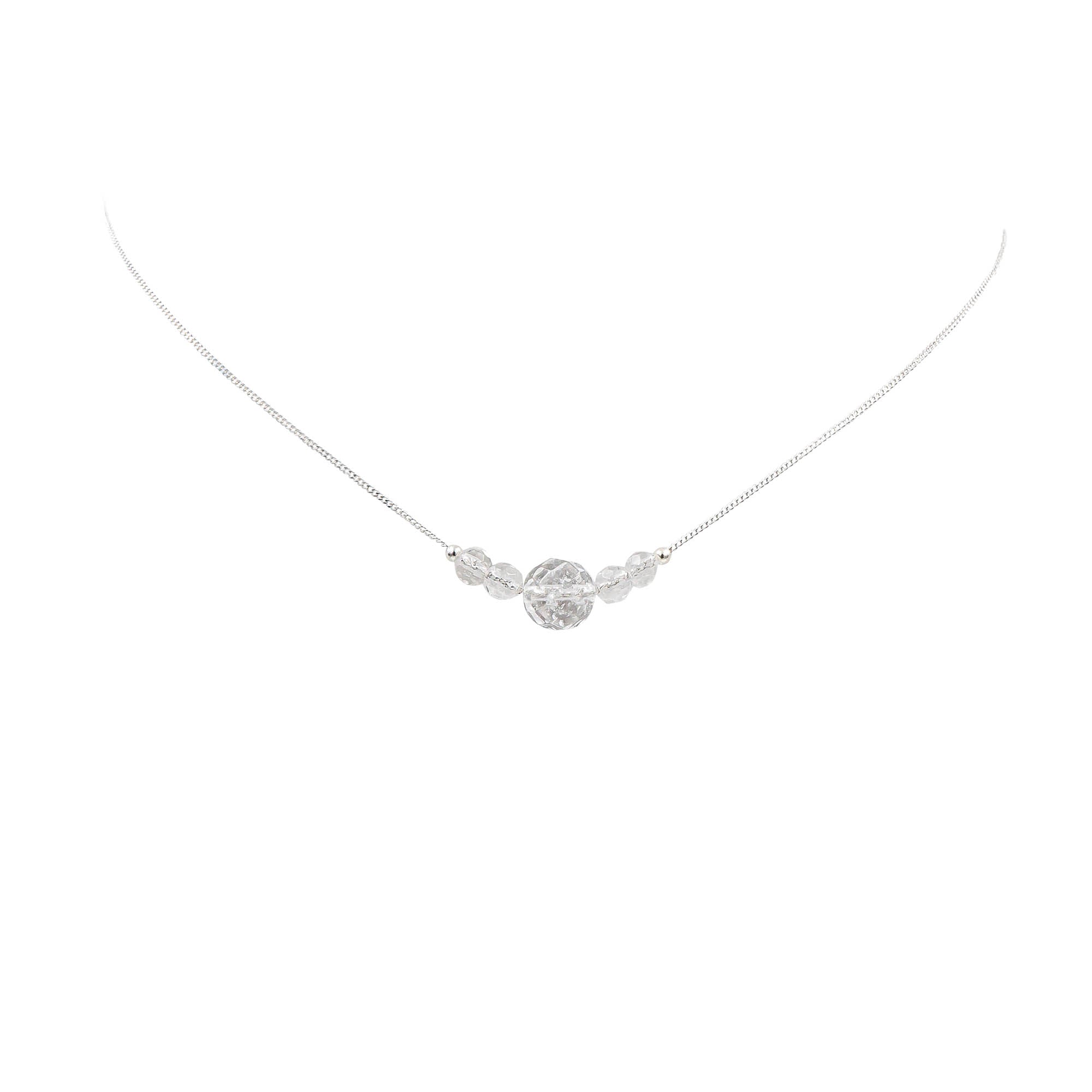 Earth Song Jewelry ~ Sparkling Rock Crystal Quartzs are strung on a delicate Sterling Silver necklace.