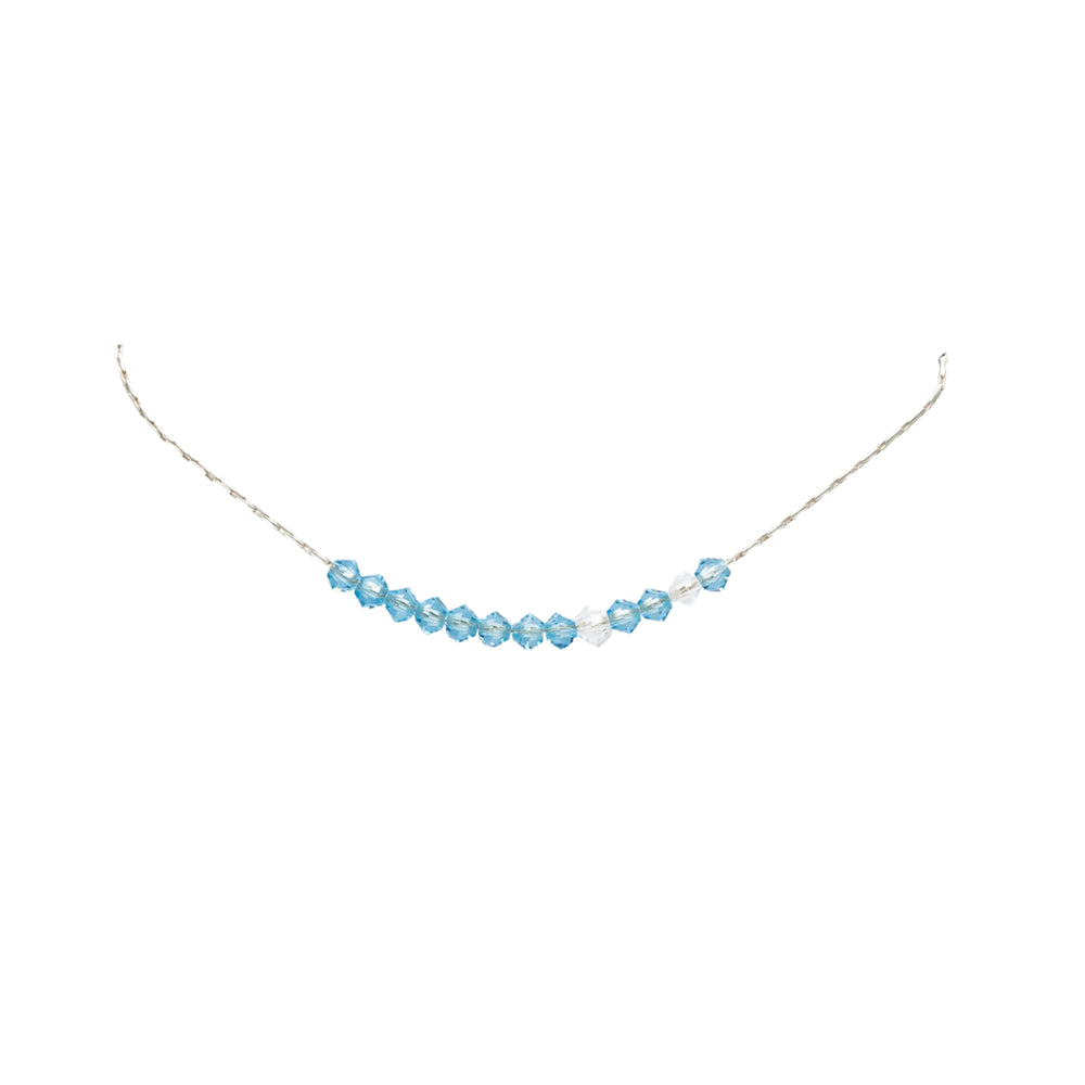Handmade Custom SISTER Morse Code Sterling Silver Necklace Personalized by Earth Song Jewelry shown in Swarovksi Aquamarine crystal