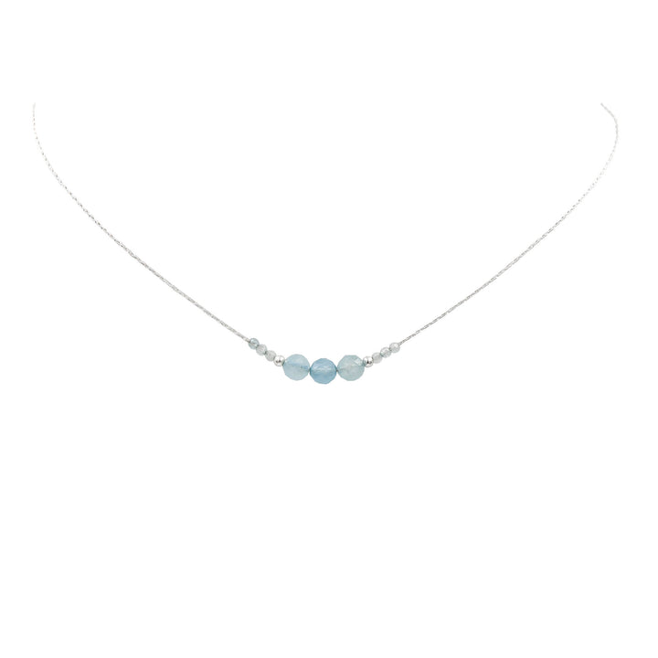 Earth Song Jewelry ~ Sterling Silver Necklace with Aquamarine stones makes a beautifully soothing necklace with its varying blue hues.